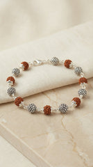 Silver Patterned Rudraksha Bracelet