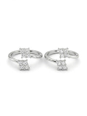 Silver Twin Square Toe Ring for women