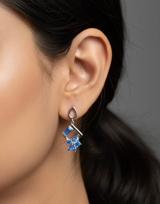 Nivara blue Petal silver earrings