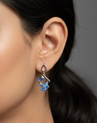 Nivara blue Petal silver earrings