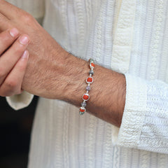 Silver Om Beads Capping Rudraksha Bracelet