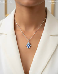 Hamsa evil eye silver chain pendant