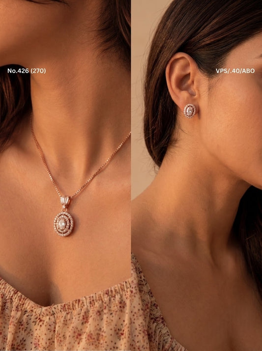 Diamond dream silver pendant set for women