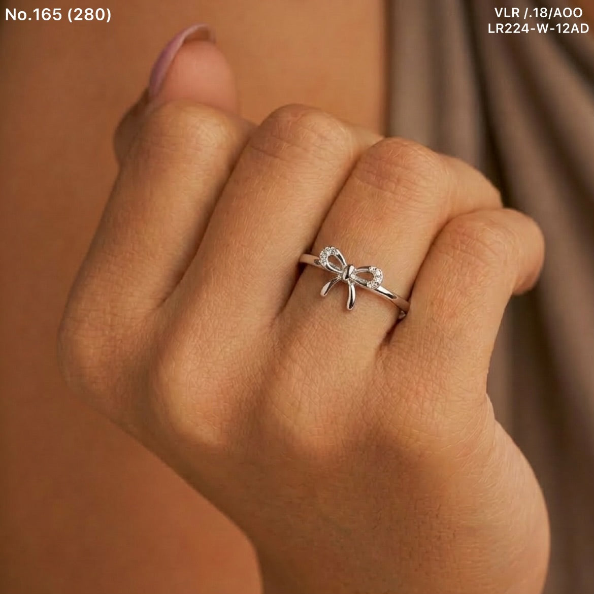 Ribbon charms silver ring for women