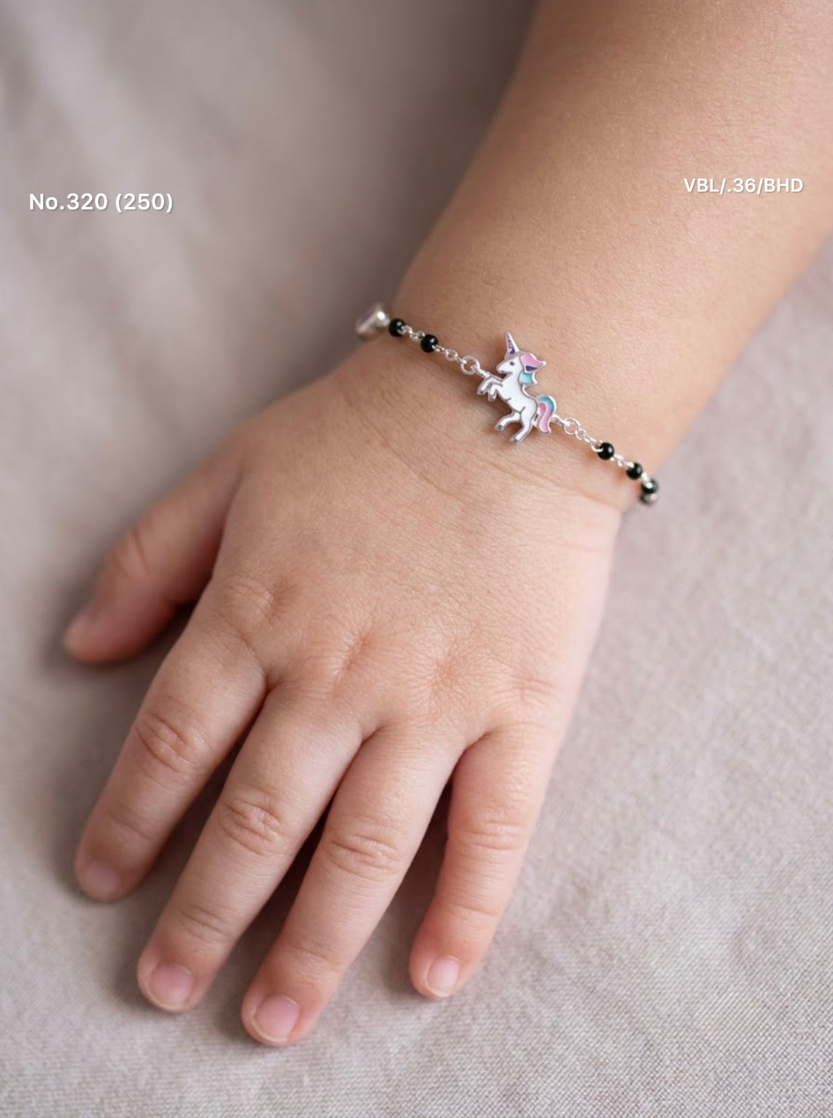 Mini horse charms and beads silver bracelet for kids