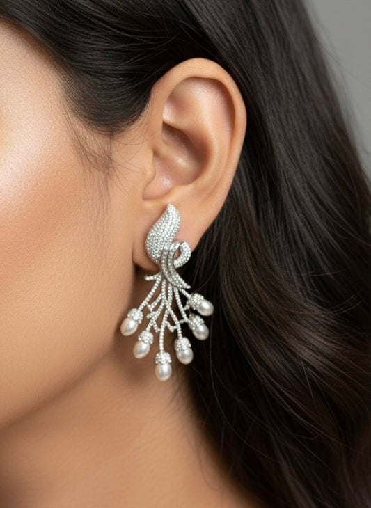 Leaf luxe silver earrings
