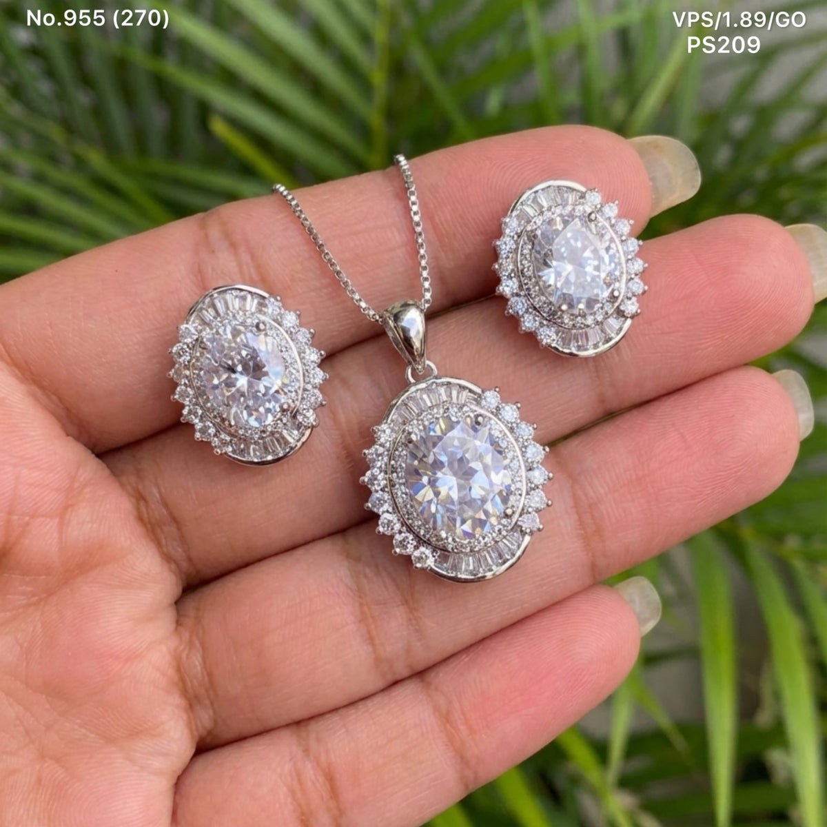 Elara shine silver pendant set for women