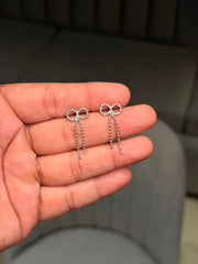 Bow charm silver earrings