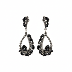 Dark glam drop silver earrings