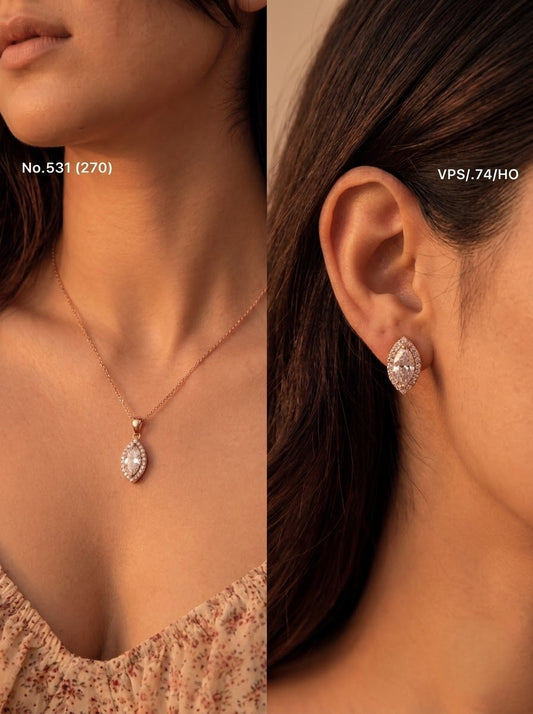 Meher sparkle silver pendant set for women