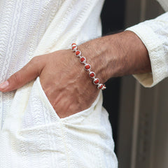 Silver Capping Rudraksha Bracelet