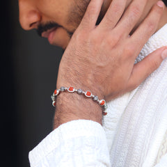 Silver Om Beads Capping Rudraksha Bracelet