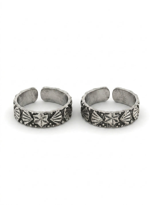 Meher oxidised silver toerings for women