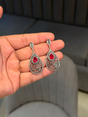 Majestic Ruby silver earrings