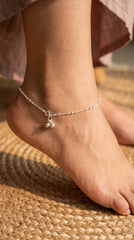 Sleek Bead Gungaroo Silver Payal for Women