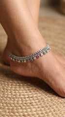 Maharani Style Silver Payal for Women