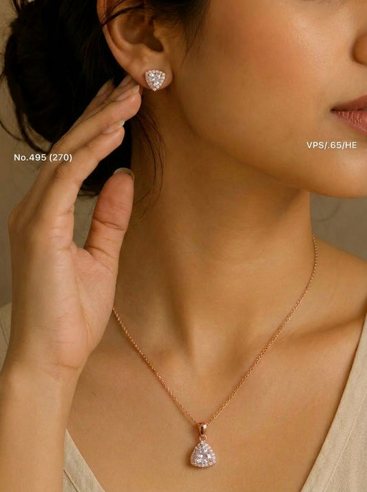 Infinite diamond silver pendant set for women
