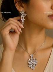 Elegant aura silver pendant set for women