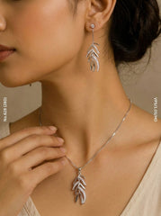 Leaves shine silver pendant set for women