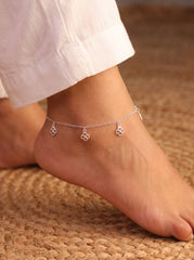 Floral charms silver Payal for women