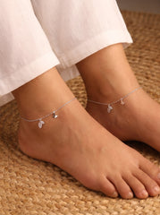 Butterfly serenity silver anklet for women