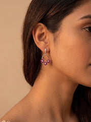 Pink charms silver pendant set for women