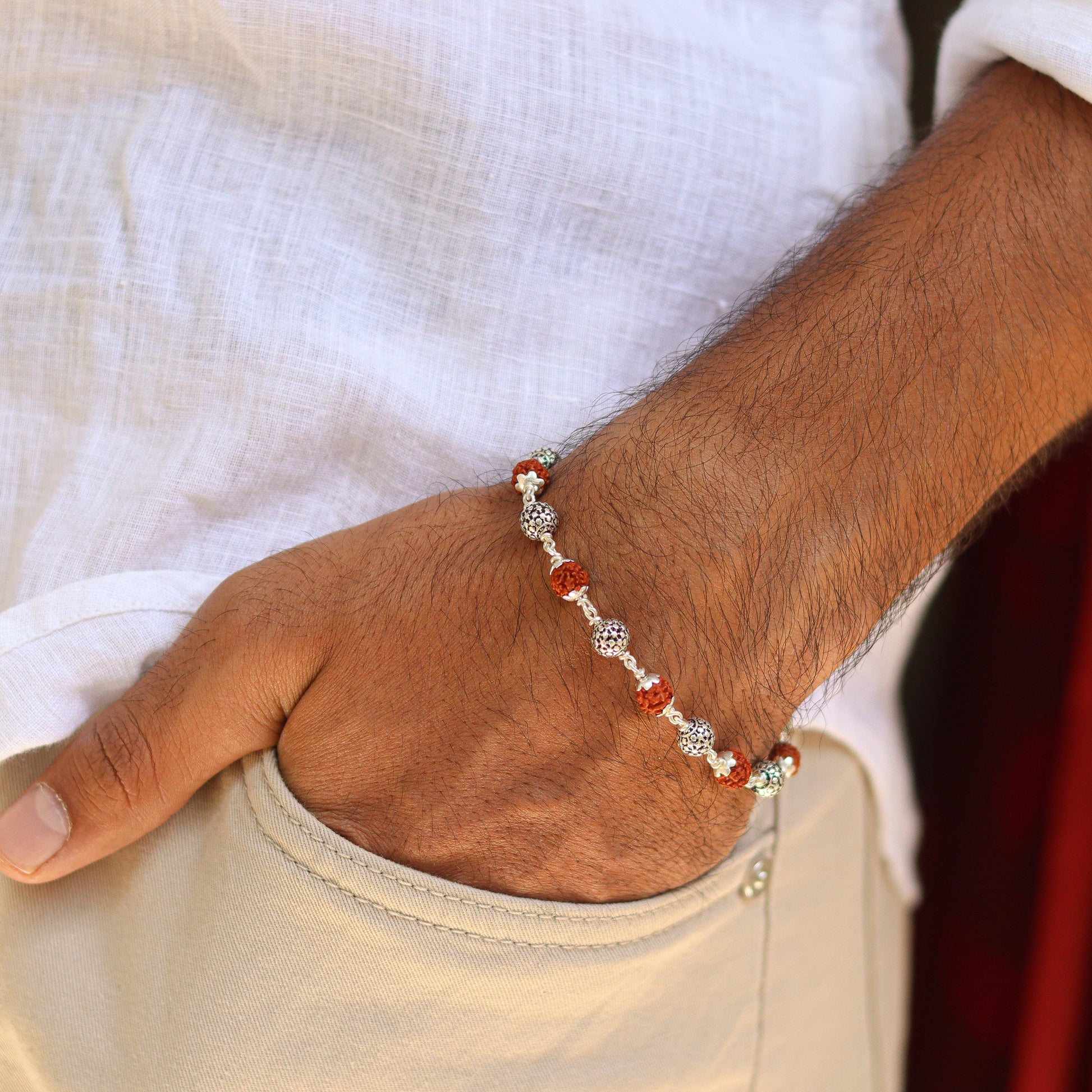 Silver Rudraksha Bracelet by V One Jewellery