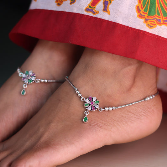 Jaipur Petals Silver Payal for Women