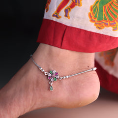 Jaipur Petals Silver Payal for Women