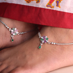 Jaipur Petals Silver Payal for Women