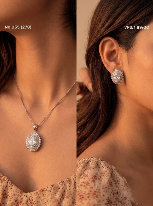 Elara shine silver pendant set for women