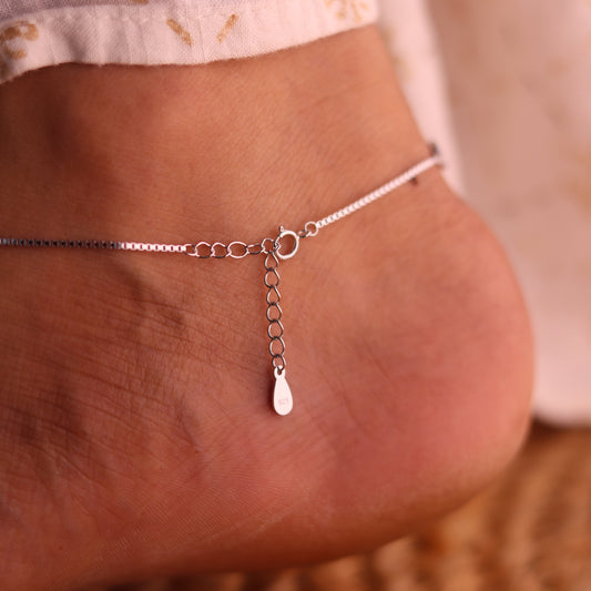 Blue Aura Evil Eye Silver Payal