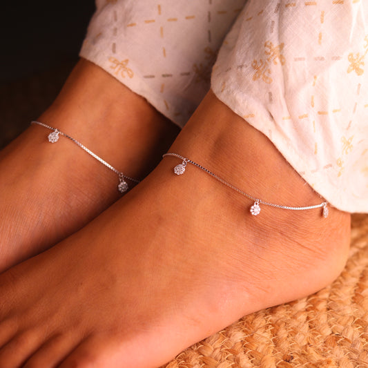Zivara Silver Payal for Women