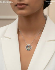 Interlocking circle silver chain pendant