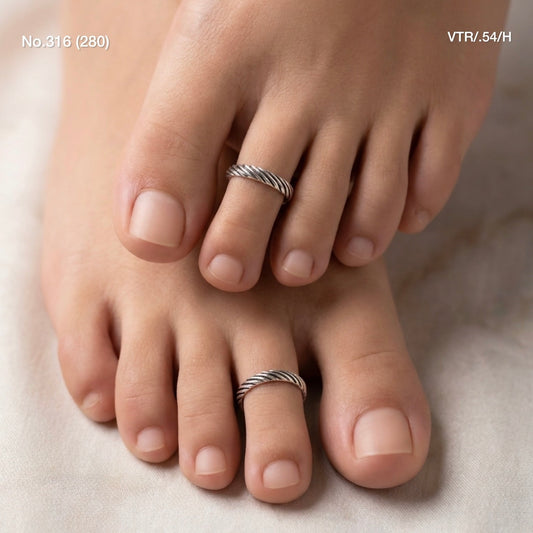 Mystic noir silver toerings for women
