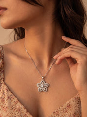 Floral harmony silver pendant set set for women