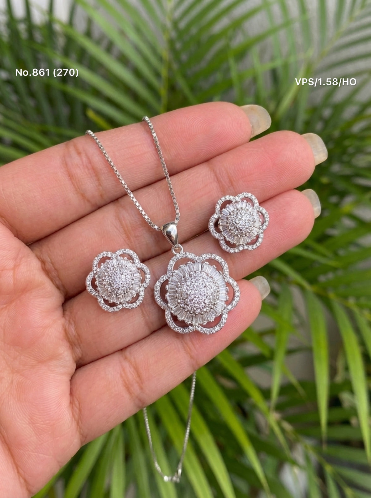Blossom charm silver pendant set for women