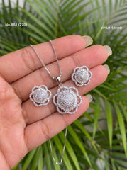 Blossom charm silver pendant set for women