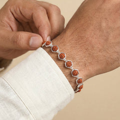 Silver Hexagon Rudraksha Bracelet