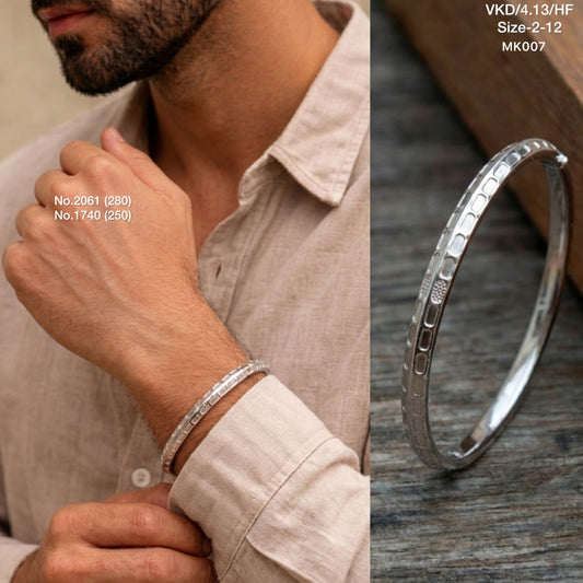 Bold arc silver kada for men