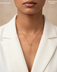 Sleek ribbon charm silver chain pendant