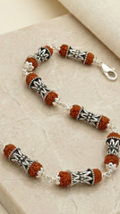 Silver Shiv Damroo Rudraksha Bracelet
