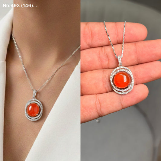 Fire & frost silver chain pendant