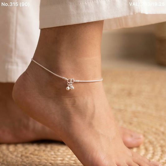 Hanging ghungaroo sleek silver Payal for women