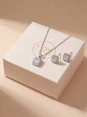 Imperial aura shine silver pendant set for women