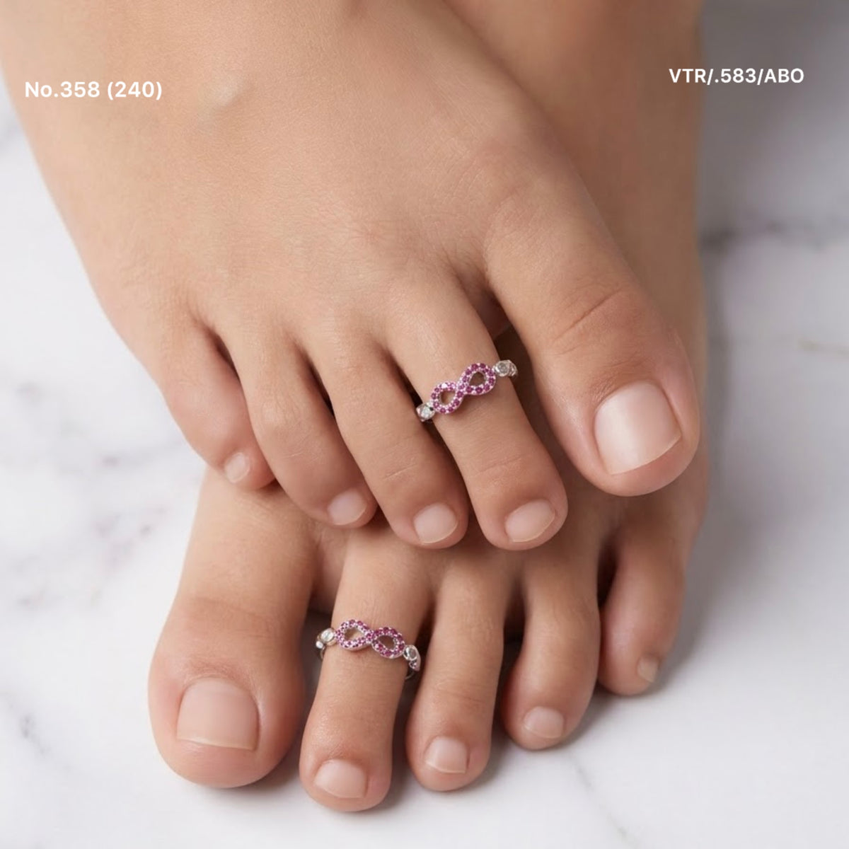 Pink Infinity Silver Toe Ring for Women