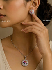 Fairy spark silver pendant set for women