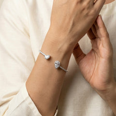 White aura silver kada for women