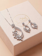 Crysta ivy silver pendant set for women