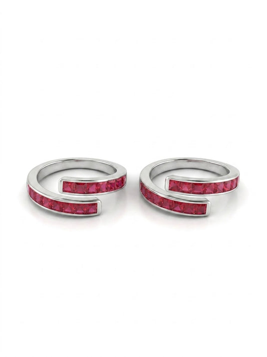 Pink harmony silver toerings for women